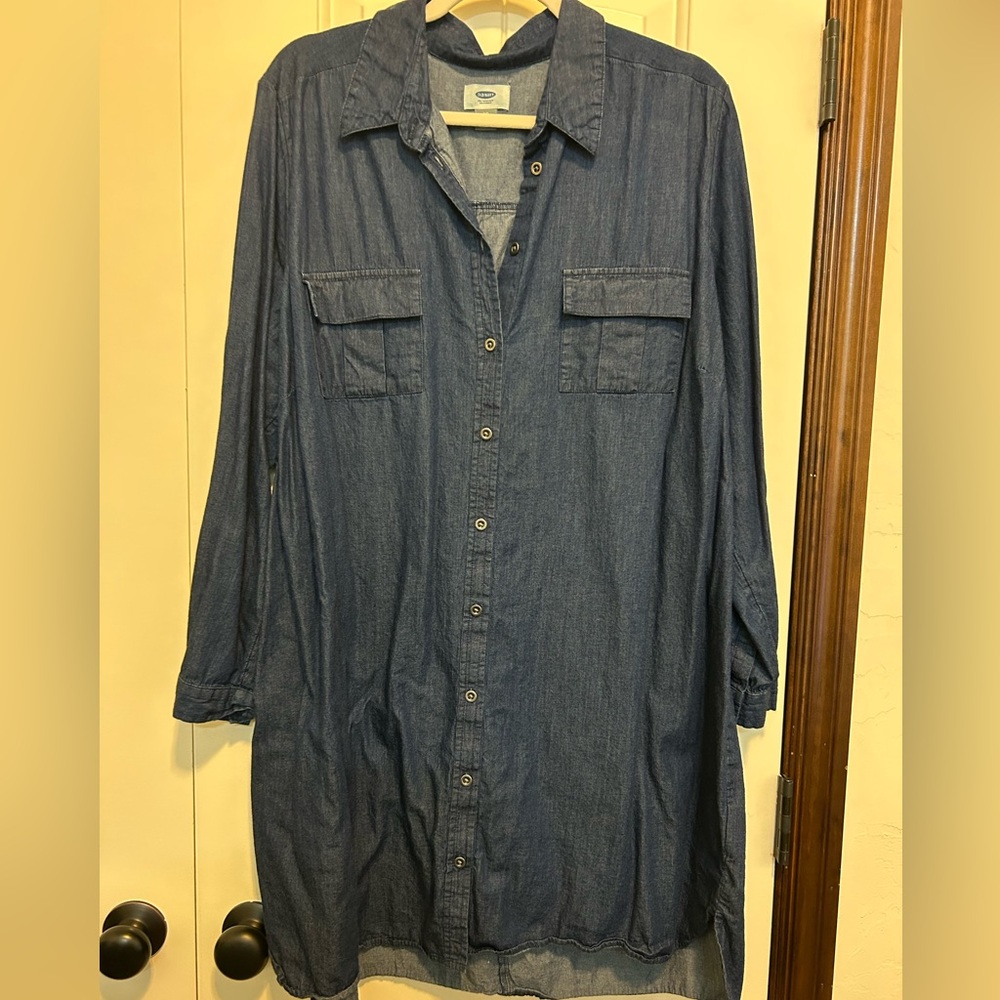 Old Navy Dark Blue Denim Shirt Dress